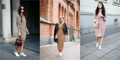 Платье-свитер и обувь - как сочетать, образы и фото | JRL.ua