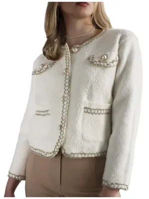 Chanel 2000s Cream and Black Cashmere Cardigan Set · INTO