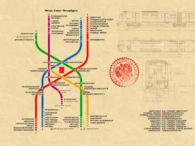 Схема питерского метро в старину - обои на телефон