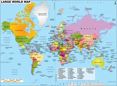 Карта мира с названием стран крупная. Большая подробная политическая карта  мира на русском языке