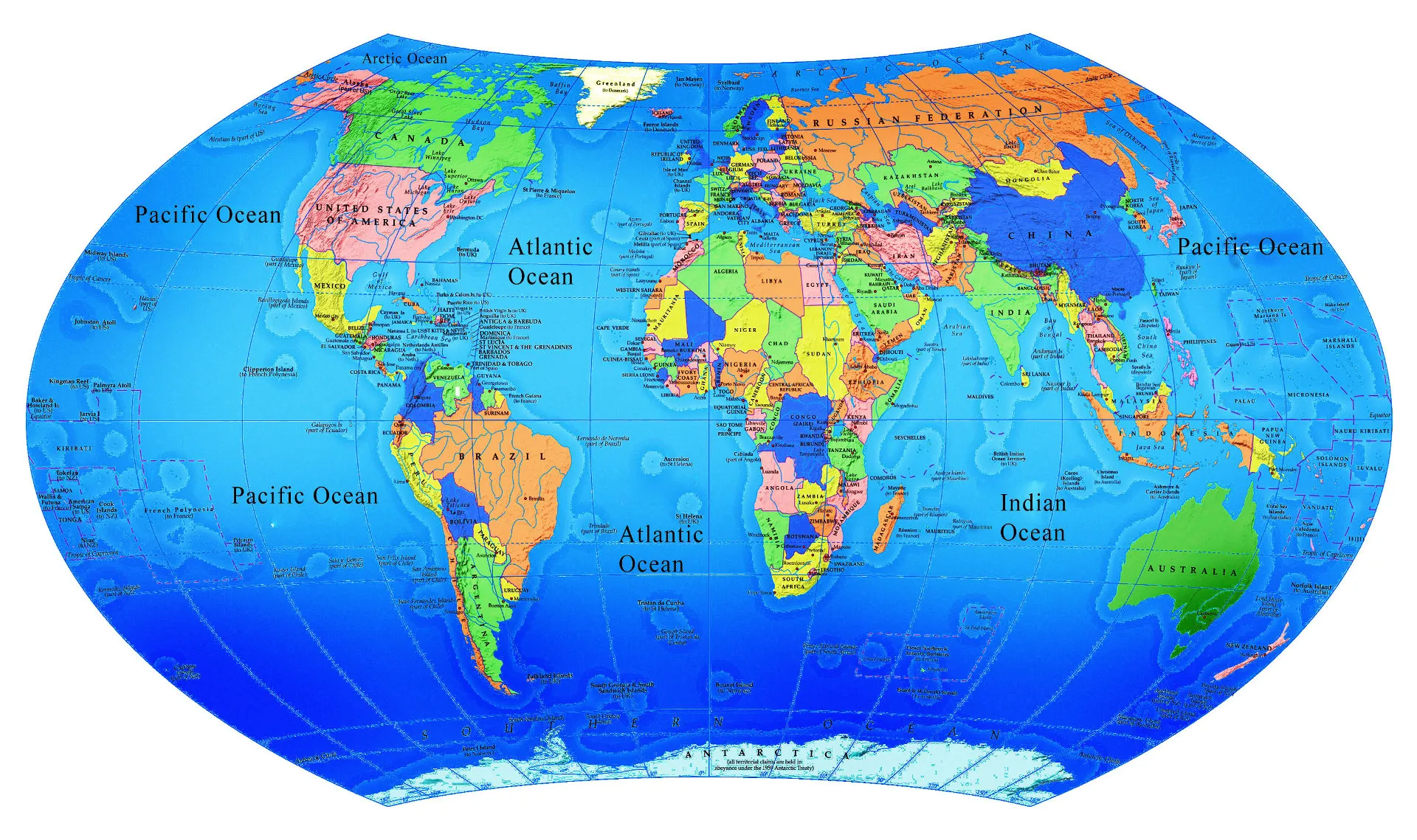 Политическая карта мира географическая по странам на весь экран