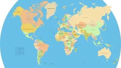 Карта на которой показаны все страны мира. Крупная карта мира со странами  на весь экран