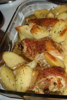 Картошка с грибами и курицей в духовке. Пошаговый рецепт с фото | Кушать нет
