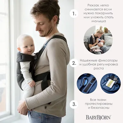 Рюкзак-кенгуру Babyton Слинг Синий купить по цене 5270 ₸ в  интернет-магазине Детский мир