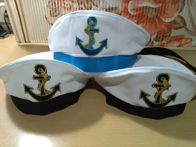Кепка моряка белая с синим