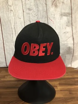 OBEY Black/Red Baseball Cap Hat SnapBack 100% Cotton One Size Fits All |  eBay