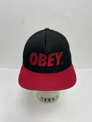 OBEY Hat Black Red Embroidered Logo Snapback Cap Adult One Size | eBay