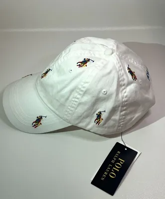 Polo Ralph Lauren Men's White Embroidered All Over Logo Cotton Baseball Cap  Hat | eBay