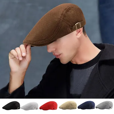 Мужская летняя шляпа из дышащей сетки, берет газетчика, кепка плюща,  плоская кепка таксиста – лучшие товары в онлайн-магазине Джум Гик