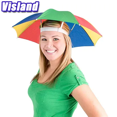 Visland Umbrella hat for Kids Adults Outdoor Multicolor Head Umbrella Cap  Rainbow Fishing Hats and Folding Waterproof Hands Free Party Beach Headwear  - Walmart.com