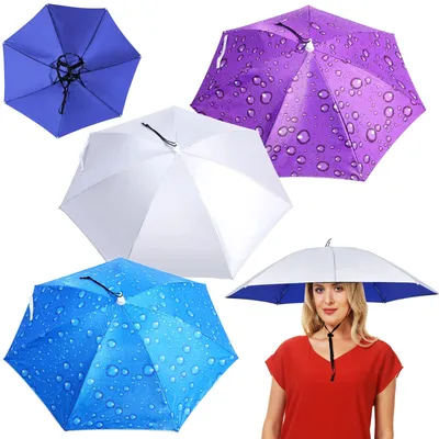 Uxcell 20\" Fishing Umbrella Hat Folding Sun Rain Cap Head Umbrella Red 2  Pack - Walmart.com