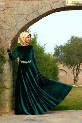 Сиреневый хиджаб, мусульманское вечернее платье с аппликацией и длинным  рукавом, исламское официальное платье с высокой горловиной, искусственное  платье для вечеринки | AliExpress