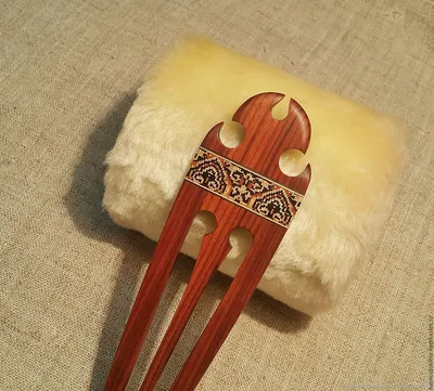 Hairpin hair fork Carmen from palysander wood with wooden mosaic – купить  на Ярмарке Мастеров – CUAHLCOM | Hairpin, Kursk