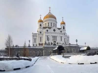 Обои для рабочего стола Храм Христа Спасителя зимой фото - Раздел обоев:  Церкви (Дома и строения)