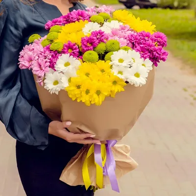 Купить Обворожительные хризантемы с доставкой в Омске - магазин цветов Трава