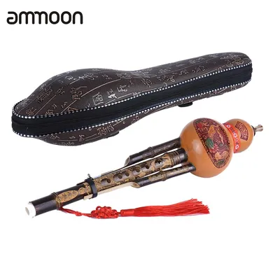 Китайский ручной работы Хулуси черный бамбук тыква Cucurbit флейта  этнический музыкальный инструмент ключ C с чехол для начинающих любителей  музыки