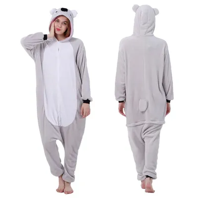 Kigurumi Koala Costume Kids Pajama Adult Animal Onesie Women Men Hooded  Kegurumi Sleepwear Flannel Pijamas - AliExpress