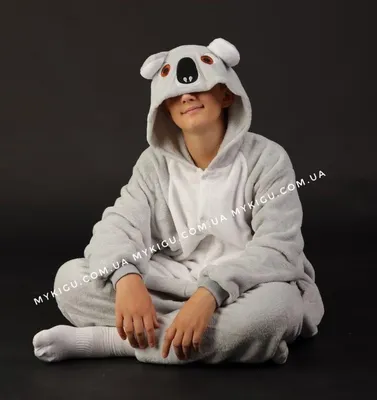 Adult Flannel Kigurumi Animal Cosplay Costume Grey Koala Onesies Pajamas  For Halloween Carnival Masquerade Christmas Party - AliExpress