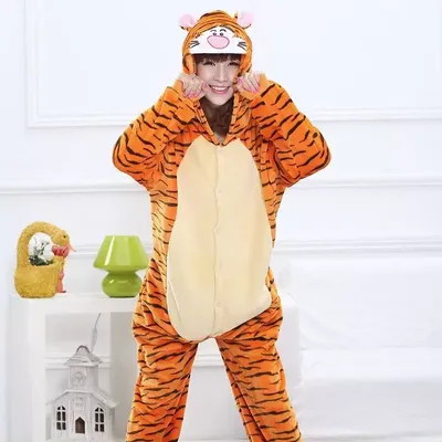 Kigurumi Tiger Pajamas Animal Party Cosplay Costume Flannel Onesies Game  Cartoon Animal Sleepwear