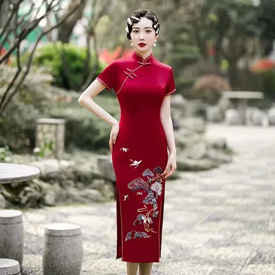 Новые китайские платья Hanfu Yourqipao, китайские ацетатные Длинные платья-Ципао  с вышивкой, женское вечернее платье для выступлений и танцев на сцене |  AliExpress