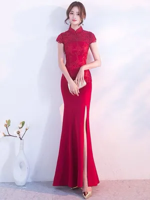 Традиционное китайское платье, женские красные Современные платья-Ципао в  китайском стиле, костюм для женщин | AliExpress