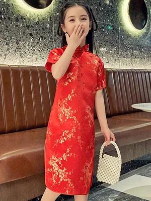 Китайские детские платья-юбки чхонсам ципао, Девочки, На любой сезон,  размер 120, материал Breathable — купить в интернет-магазине OZON  (1304620349)