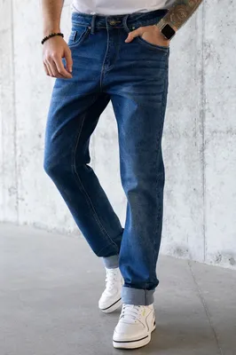ТВОЕ Классические прямые мужские джинсы с потертостями