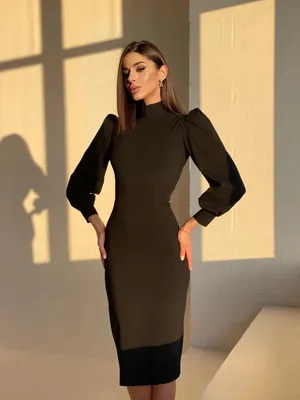 Женское короткое вечернее платье, классическое черное платье с длинным  рукавом и V-образным вырезом | AliExpress