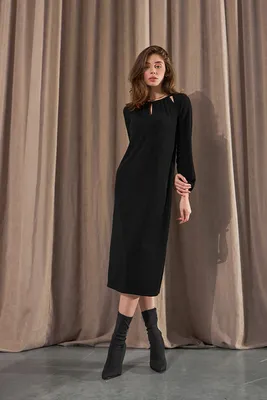Классическое черное платье-футляр миди длины. Купить в Киеве по цене  1599грн • Интернет-магазин Onlady