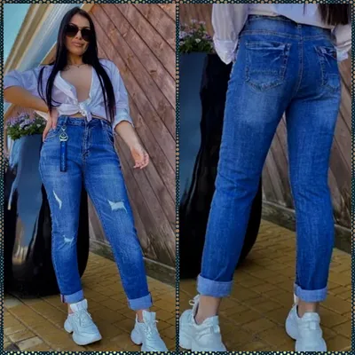Купить Классные удобные женские голубые джинсы с потертостями и рванкой.,  цена 550 грн — Prom.ua (ID#1271734922)
