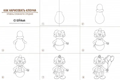 Как нарисовать клоуна детям поэтапно карандашомpict | Клоуны, Дети,  Геометрические фигуры