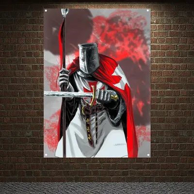Ретро Рыцари Templar армированные плакаты гобелены HD обои домашний декор  винтажный крестовый баннер флаги настенные подвесные украшения роспись |  AliExpress