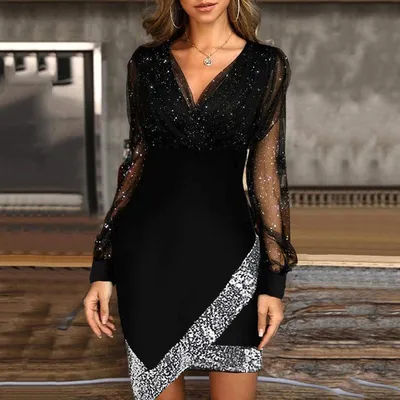 Женская летняя одежда с блестками, черное элегантное клубное платье в стиле  ретро для вечеринок, Женский, На любой сезон, размер 42 — купить в  интернет-магазине OZON (1274624966)