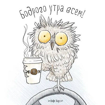 Всем бодрости! Особенно за рулем и в пробках. #утро #кофе #сова #owl  #coffee | Открытки, Кофейные иллюстрации, Картинки