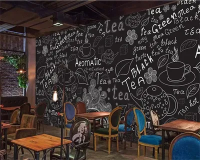 3D пользовательские художественные работы, черно-белые обои для кофейни,  бара, ресторана, ресторана | AliExpress