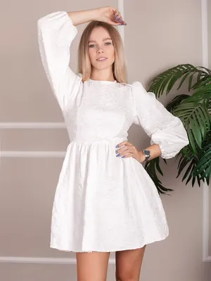 Платье в ресторан/ Платье на свадьбу/ Стильное женское платье с очень  красивым принтом (220 Белый), купить обувь и одежду оптом на Piniolo.  Доставка в регионы РФ.