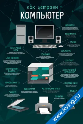 Развивающий плакат для изучения устройства компьютера