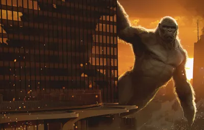 Обои King Kong, Обезьяна, Кинг Конг, Небоскребы, Арт, Горилла, 2021,  Годзилла против Конга, Godzilla Vs Kong картинки на рабочий стол, раздел  фильмы - скачать