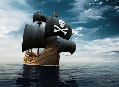 Фотообои Пираты \"Пиратский корабль в море\" - арт 003070007 | Купить в  интернет-магазине Фото в дом
