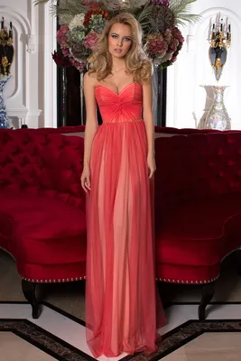 коралловое платье подруги невесты Scarlett 16-1000-1 | Купить вечернее  платье в салоне Валенсия (Москва)