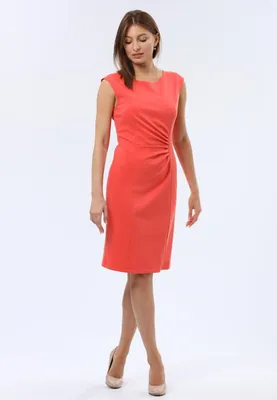 Купить Коралловое платье в полоску 471-1 фото оптом, цена, большие  размеры(баталы)