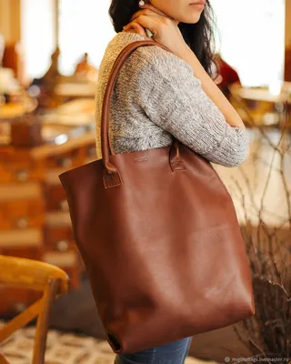 Кожаная женская сумка шоппер коричневая сумка-мешок – заказать на Ярмарке  Мастеров – FE6NDRU | Сумка-мешок, Киров