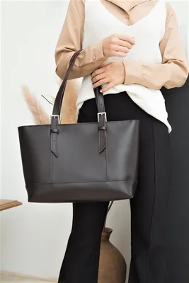 Кожаная женская большая сумка коричневого цвета с ручками KARYA (21033)  купить в Киеве, цена | MODNOTAK