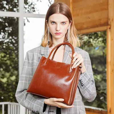 Женская сумка из натуральной кожи, модная женская сумка из натуральной  воловьей кожи, женские кожаные сумки, повседневные коричневые сумки-ведро |  AliExpress