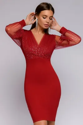 Купить платье красное длины мини с драпировкой и объемными рукавами из  фатина 1001 DRESS в Туле арт. 10433, интернет-магазин KOKETTE