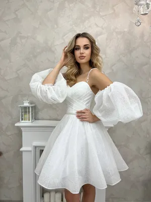 Короткое свадебное платье Бетти глиттер - Недорогие свадебные платья  odeta-wedding