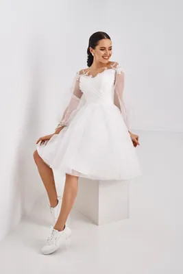 Короткое свадебное платье Бетти глиттер - Недорогие свадебные платья  odeta-wedding