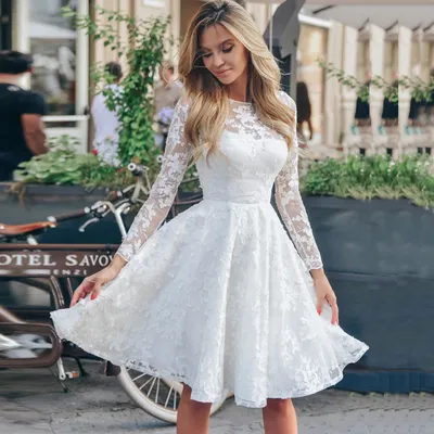 Короткие свадебные платья с пышными рукавами-фонариками | AliExpress