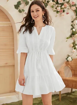 Короткое белое летнее платье фото