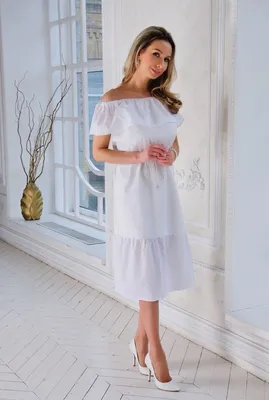 Женское Летнее платье с открытыми плечами (размер 42-52) купить в онлайн  магазине - Unimarket